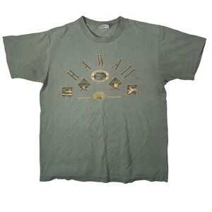 Vintage 90s Hawaii Single Stitch T Shirt Made USA SofTee Green Medium